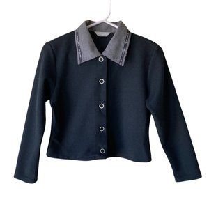 Y2K Style Ribbed Knit Cropped Button Up